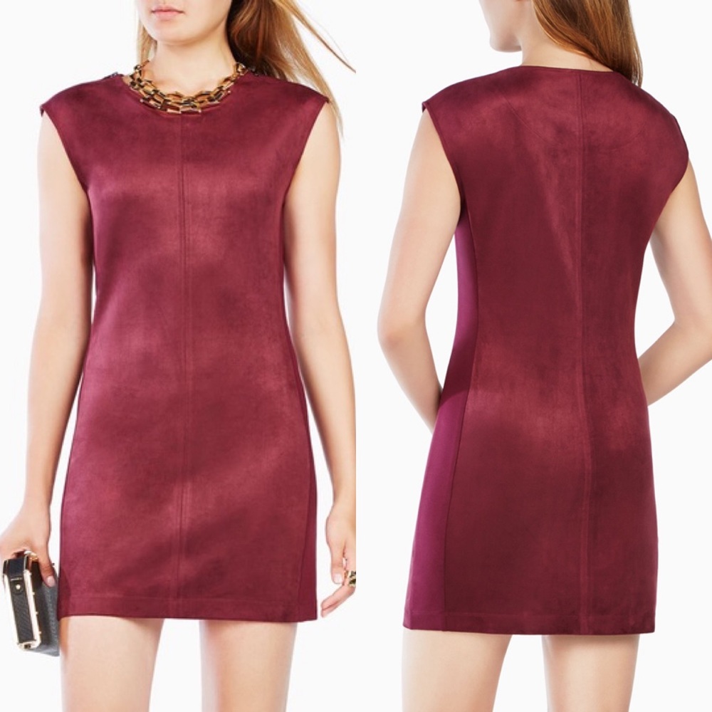 BCBGMAXAZRIA Karlee Suede Maroon Dress